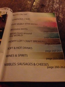 The menu at Delirium...really more like a book!